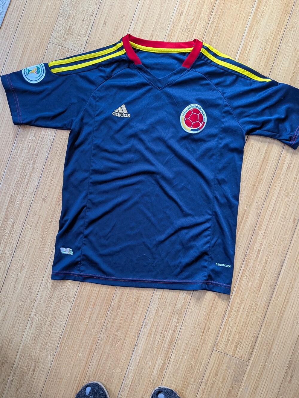 Adidas Navy Blue Official Colombia Football Soccer World Cup Shirt Jersey - Picture 2 of 9